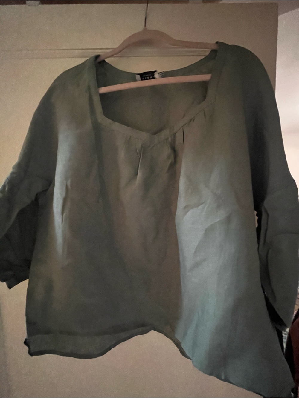 Harshman Olive Green Linen Top size large